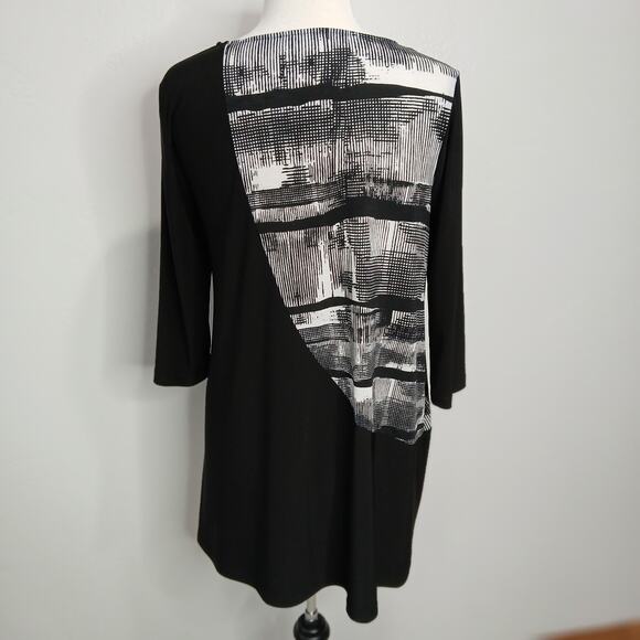 Chalet Et Ceci Tunic Small Black Asymmetrical Lagenlook Slinky Art To Wear - Picture 2 of 10